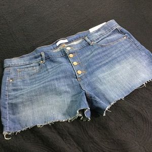 Loft button fly raw edge shorts